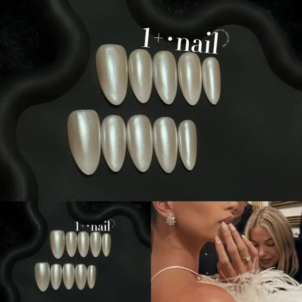 Press on Nails Medium Fake Nails Pink Glossy Glue on Nails Glitter Acrylic Nails Oval Stick on Nails for Women and Girls